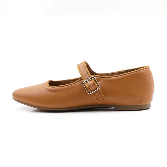 Camel Cushioned Insole Classic Mary Jane Ballet Flat Adjustable Ankle Strap - Picture 9 of 11